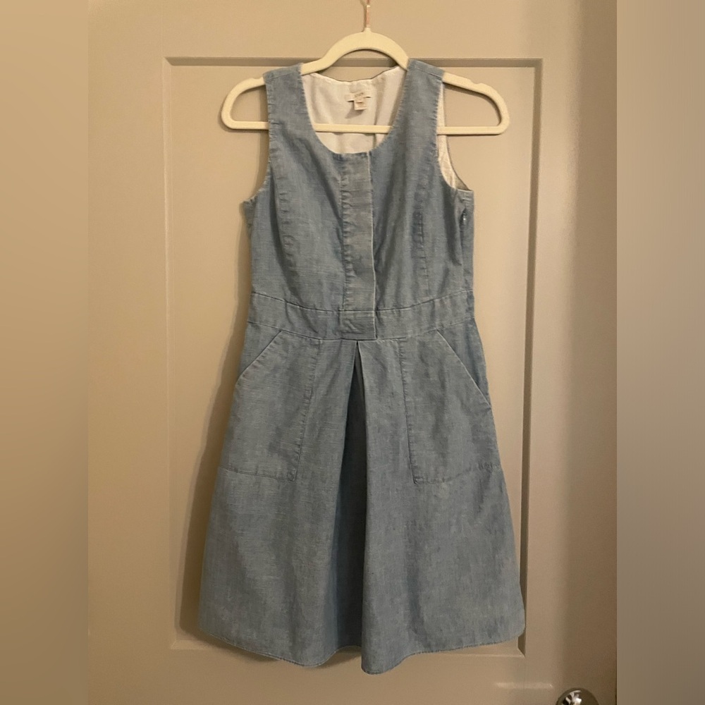 Jcrew sleeveless chambray denim dress size 0
